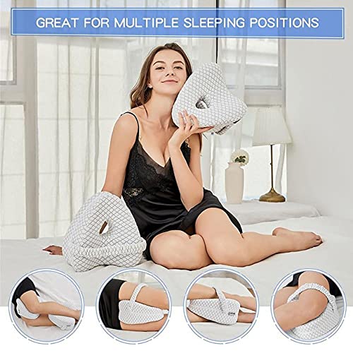 mengmeng home Almohada para Dormir de Lado, Rodillera ortopédica Almohada Lateral Cojín de Apoyo para piernas de Espuma viscoelástica con Almohada Lateral Correa para Las Nalgas en la Espalda