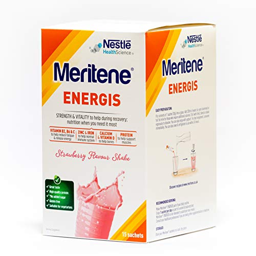 Meritene® FUERZA Y VITALIDAD - Suplementa tu nutrición y mantén tu sistema inmune con vitaminas, minerales y proteínas - Batido de Fresa - Estuche (15 sobres de 30g)