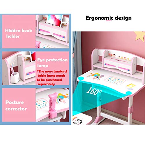 Mesa Infantil con Silla De Altura Ajustable con Lámpara De Mesa, Sentado Ortesis, Multifuncional Escritorio Lnfantil,For Estudiantes De La Escuela, Conveniente For Los Niños O Niñas De 3-18