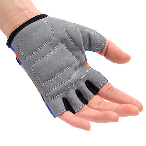 meteor Guantes de Ciclismo niñas y niños - Guantes Bicicleta para Infantil MTB BMX Carretera Montaña sin Dedos - con una Almohadilla de Gel (S ~ 6,5-7cm, Auto)