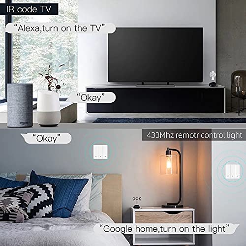 MHCOZY Control Remoto Universal IR y RF, Aprendizaje de código, Control Remoto WiFi para hogares Inteligentes y Dispositivos, para TV, CA, Luces, Compatible con Alexa