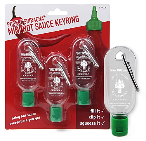 Mini Botella tamaño llavero para salsa picante Sriracha – Botellita de bolsillo para salsa Sriracha– Lleva contigo salsa picante a donde sea que vayas – Es un excelente regalo para la Salsa Picante (Se envía vacío)