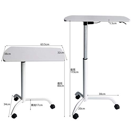 Mini Mesa Auxiliar Cama O Sofá para Adultos Y Discapacitados Mesa Portátil Ordenador con Ruedas, Ligera, Regulable En Altura (Color : White)