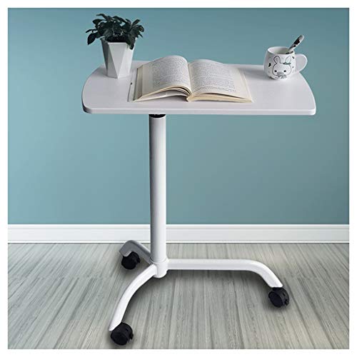 Mini Mesa Auxiliar Cama O Sofá para Adultos Y Discapacitados Mesa Portátil Ordenador con Ruedas, Ligera, Regulable En Altura (Color : White)