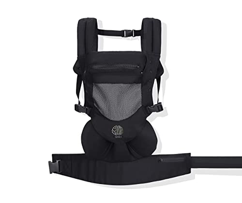 Mochila Portabebés Ergonomicas 3D Mesh, envolvente y transpirable 4 posiciones con capucha desmontable / ajustable, Porta bebe de 4 meses a 18 kg. 100% algodón, Marsupios bebe Estil universal.