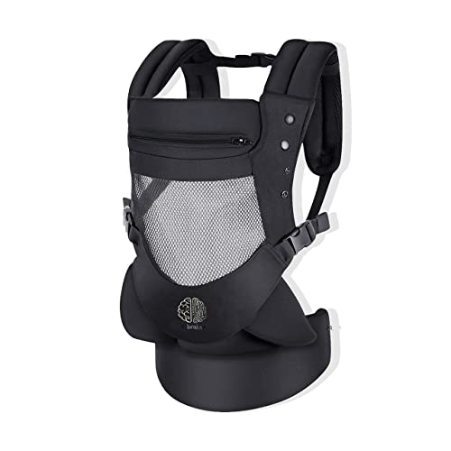 Mochila Portabebés Ergonomicas 3D Mesh, envolvente y transpirable 4 posiciones con capucha desmontable / ajustable, Porta bebe de 4 meses a 18 kg. 100% algodón, Marsupios bebe Estil universal.