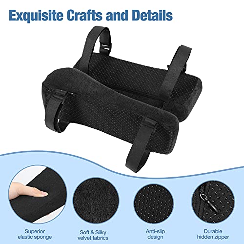 MoKo Almohadilla para Reposabrazos de Silla, Cojín de Silla Ergonómica de Oficina, Funda de Brazo de Espuma de Poliuretano Suave y Fondo Antideslizante para Alivio de Codo y Antebrazao, Negro