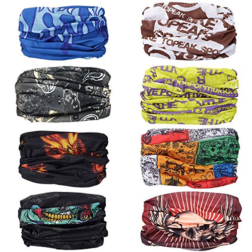 Moliker headwear Bandanas tapa de protección UV transparente Multi-función Estirable Cuello Cuello Tubo Bufanda Mascarilla Cinta bajo el casco (1004)