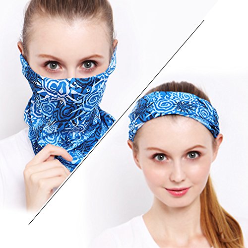 Moliker headwear Bandanas tapa de protección UV transparente Multi-función Estirable Cuello Cuello Tubo Bufanda Mascarilla Cinta bajo el casco (1004)