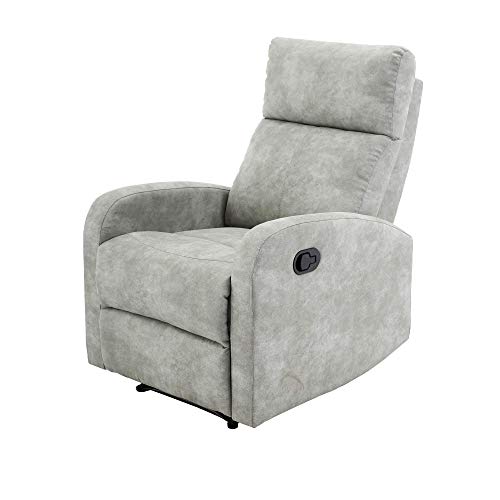 MOMMA HOME Sillón Relax reclinable - Modelo TAVIRA - Color Jade Gris - Sillón Reclinable - Material Tela/Metal