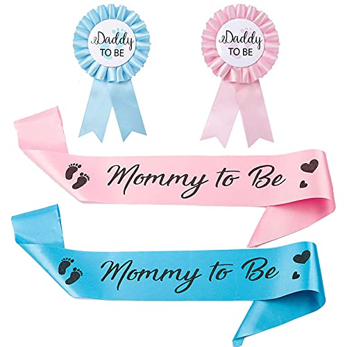 ‘’Mommy To Be‘’Sash '' Daddy To Be '' Insignia De 4 Piezas Para Decoración De Baby Shower Que Revelan El Género Para La Celebración De La Fiesta De Baby Shower, New Daddy Mom Regalos Rosa Y Azul