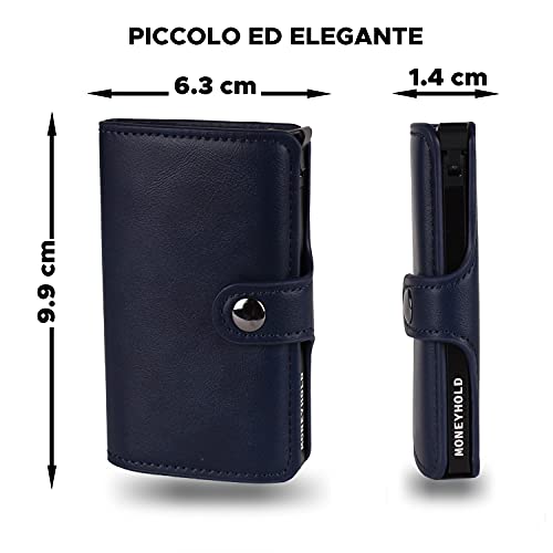 Moneyhold® - Carteras para Hombre, Tarjetero para Tarjetas de Credito Hombre Pequeño - Portadocumentos & Billetera Hombre/Mujer - Regalos para Hombre - Cartera Hombre (3 - Azul)