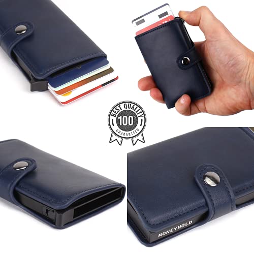 Moneyhold® - Carteras para Hombre, Tarjetero para Tarjetas de Credito Hombre Pequeño - Portadocumentos & Billetera Hombre/Mujer - Regalos para Hombre - Cartera Hombre (3 - Azul)