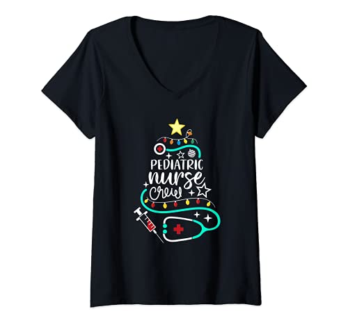 Mujer Equipo de Enfermería Pediátrica - Feliz Navidad Pediatra Enfermería Camiseta Cuello V