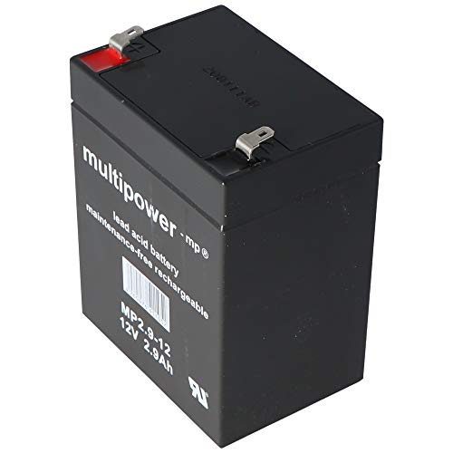 MultiPower MP2.9-12 MP2.9-12 - Batería de plomo (12 V, 2,9 Ah, Pb Faston, 4,8 mm, sin autorización VdS)