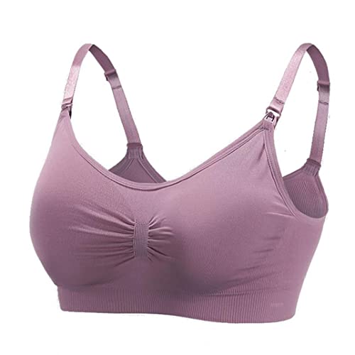 Murezima Ropa Interior de Maternidad sin Anillos de Acero Botón Frontal sin Fisuras Apertura Sujetador de enfermería Sujetador de enfermería Push Up Maternity Bras Manos Manos Free Bombing Sujetador