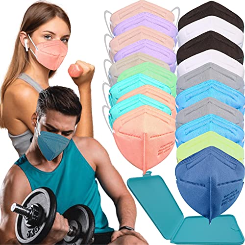 MVT -Cussi 20x Mascarilla Protectora Deportiva FFP2 NR Adulto 5 Capas Multicolores + Mask Case color aleatorio (MODELO MUJER Y HOMBRE) (3)