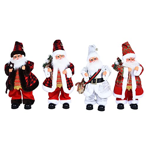 MXXQQ Navidad Papá Noel Eléctrico, Gafas De Alambre Dorado Sacudiendo Canto Juguetes De Papá Noel De Pie, Lleva Muletas Adornos De Papá Noel Resplandeciente, Decoraciones, D