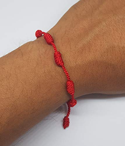 MYSTIC JEWELS by Dalia - Pulsera Kabbalah - cordón 7 Nudos de Hilo Rojo - Unisex - Ajustable - protección de Mal de Ojo, Buena Suerte, Good Luck