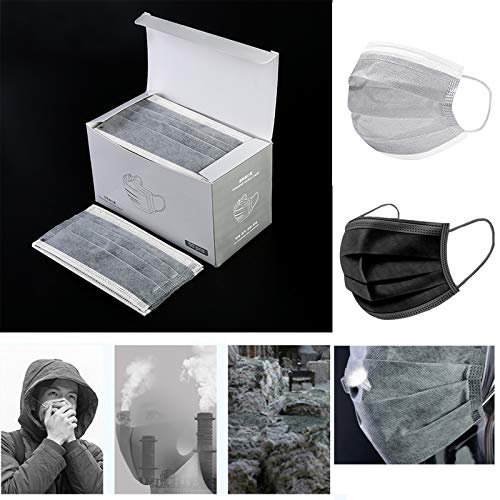 N / B 50 Unidades Negro/Gris Adultos De_Mascarilla_Desechable 3 Capas Cómoda Protección Respirable para picnics al Aire Libre