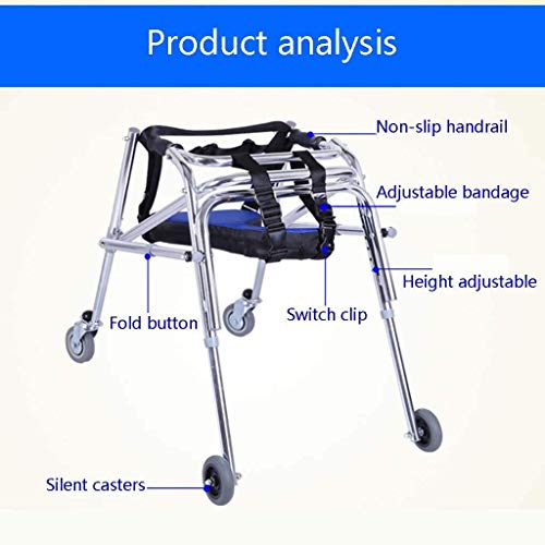 NACHEN Walker Polea Andador Montado En La Parte Trasera Andador Unidireccional Plegable Tamaño Anti-Retroceso Altura Ajustable para Niños con Parálisis Cerebral Entrenamiento De Rehabilitación