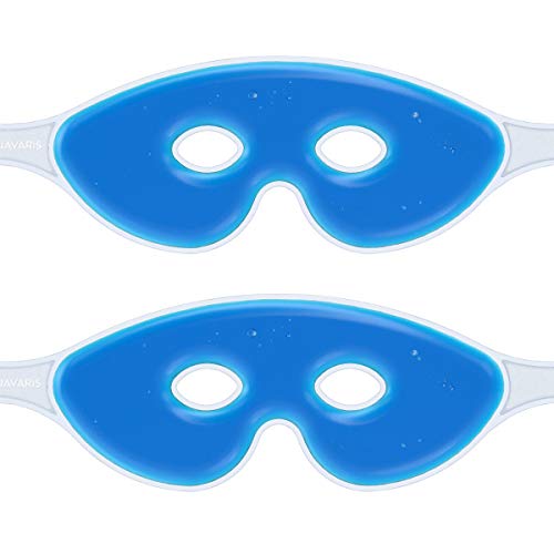 Navaris Compresa fría para ojos - 2x Antifaz de gel de calor y frío - Compresas ajustables y reutilizable para la cara con forma de gafas - Azul