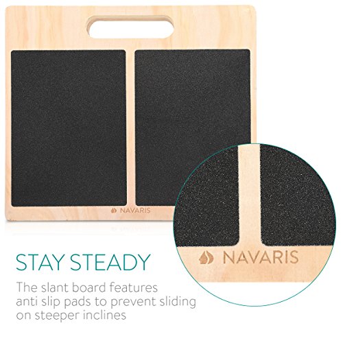 Navaris Tabla de estiramientos - tablero para ejercicios de rehabilitación - tabla antideslizante de madera para estirar músculos - stretch board