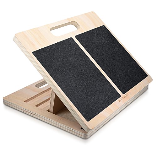 Navaris Tabla de estiramientos - tablero para ejercicios de rehabilitación - tabla antideslizante de madera para estirar músculos - stretch board