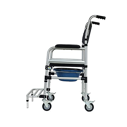 NBMNN Silla Ducha Bañera Inodoro Taburete Asiento Inodoro Rodante Cabecera Portátil con Freno 4 Ruedas (360 °) Ajustable en Altura para Ancianos y Discapacitados Black,U Shape