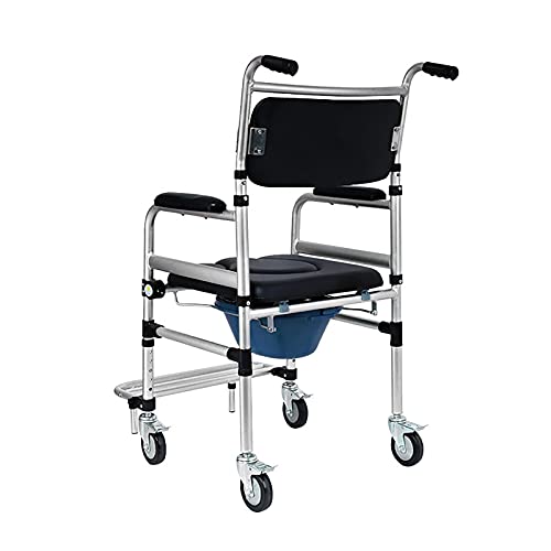 NBMNN Silla Ducha Bañera Inodoro Taburete Asiento Inodoro Rodante Cabecera Portátil con Freno 4 Ruedas (360 °) Ajustable en Altura para Ancianos y Discapacitados Black,U Shape