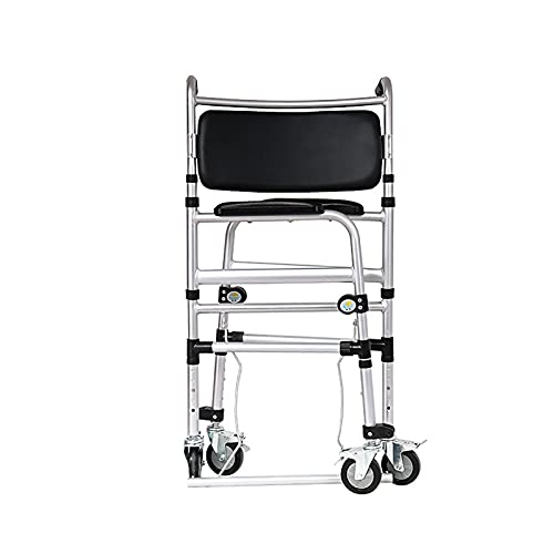 NBMNN Silla Ducha Bañera Inodoro Taburete Asiento Inodoro Rodante Cabecera Portátil con Freno 4 Ruedas (360 °) Ajustable en Altura para Ancianos y Discapacitados Black,U Shape