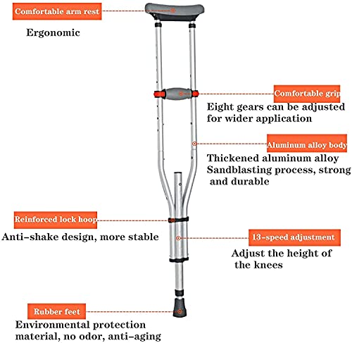 N\C Muletas para Adultos Muletas Ajustables Muletas de Aluminio Plegables para Axilas de Adultos con cómodo Acolchado Debajo de Las Axilas y Agarre Ideal para Viajes o Trabajo LKWK