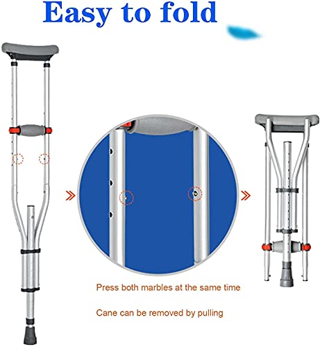 N\C Muletas para Adultos Muletas Ajustables Muletas de Aluminio Plegables para Axilas de Adultos con cómodo Acolchado Debajo de Las Axilas y Agarre Ideal para Viajes o Trabajo LKWK