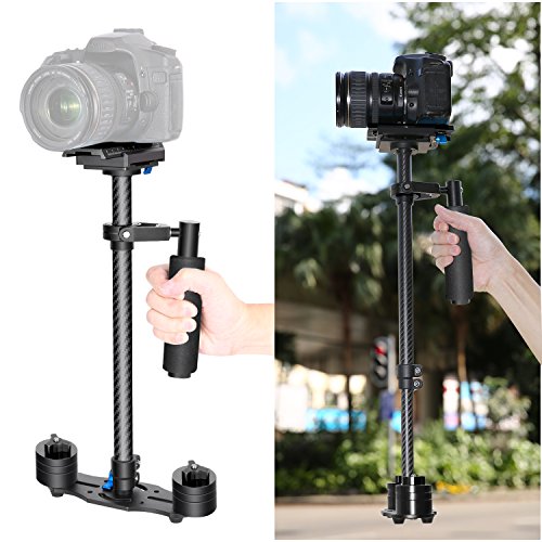 Neewer Estabilizador de Mano de Fibra de Carbón 60cm con Tornillo Placa de Zapata Rápida de 1/4 3/8 Pulgada para Canon Nikon Sony y Otras Cámaras DSLR Vídeo DV hasta 3kg (Negro)