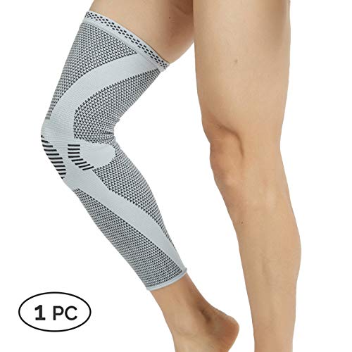 Neotech Care - Manga de compresión para rodilla y pierna (1 Unidad) - Tejido de punto de fibra de bambú - Material elástico y transpirable - Compresión mediana - Gris - XL