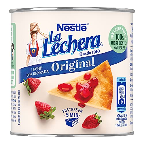 Nestlé La Lechera Leche condensada entera - Lata de leche condensada entera abre fácil - Caja de 12 x 370g