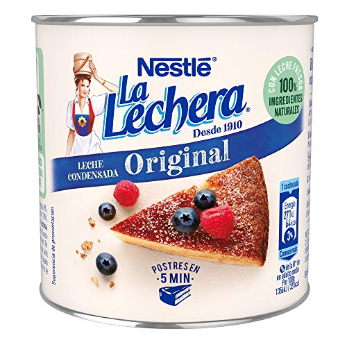 Nestlé La Lechera Leche condensada entera - Lata de leche condensada entera abre fácil - Caja de 12 x 370g