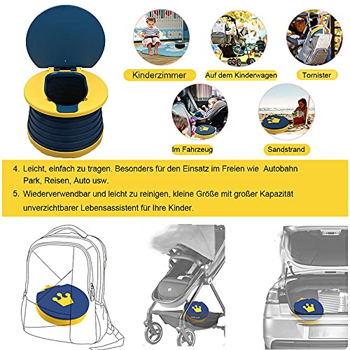 NETT Asiento Inodoro Plegable,Bebé Inodoro Plegables,Inodoro Infantil Plegable,Inodoro Portátil para Niños,Inodoro de Viaje para Interiores y Exteriores para Bebés con Bolsa de Viaje (verde)