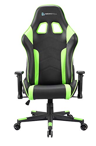 Newskill Kitsune - Silla gaming profesional (Inclinación y altura regulable, reposabrazos 2D ajustables, base en nylon, reclinable 180º), Color Verde