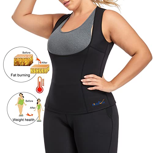 NHEIMA Faja Reductora Mujer Camisetas Sauna Adelgazantes para Mujer Chaleco de Neopreno Corset para Sudoración, Quema Grasa, Faja Abdomen, Tamaño S