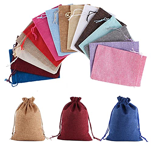 Niaciswe Bolsitas de Tela para Regalos 45 Piezas Bolsitas para Regalos Saquitos de Tela tela de Saco Bolsitas Bolsa de Lino con Cordón Saco Yute Boda Navidad Calendario de Adviento Color Mixto