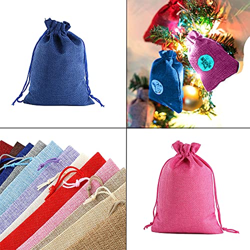 Niaciswe Bolsitas de Tela para Regalos 45 Piezas Bolsitas para Regalos Saquitos de Tela tela de Saco Bolsitas Bolsa de Lino con Cordón Saco Yute Boda Navidad Calendario de Adviento Color Mixto