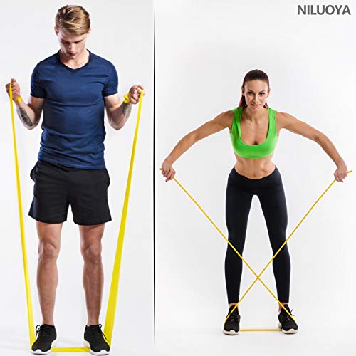 Niluoya Bandas Elásticas Fitness, 4-Pack 1.5M+2M Cintas Banda Resistencia con 2 Niveles Piezas Bandas de Resistencia para Yoga, Pilates, Crossfit, Estiramientos, Musculacion, Piernas, Brazos Fuerza