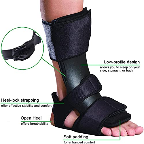 Nlight Férula Nocturna para Fascitis Plantar,Soporte para Pies,Corrector De Caída del Pie,Estabilizador De Pie Ajustable,Inmovilizador Ortopédico para Dormir,Soporte De Arco para Tobillo,S/M