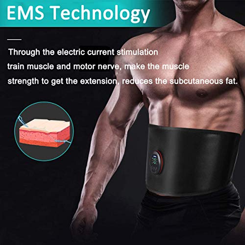 NOBRAND Electroestimulador Muscular Abdominales, Estimulación Muscular Masajeador Eléctrico Cinturón Abdomen/Brazo/Piernas/Glúteos no Necesita Almohadillas ni Gel USB Recargable