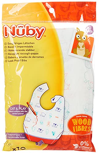 NUBY baberos desechables de algodón +0 meses paquete 10 uds