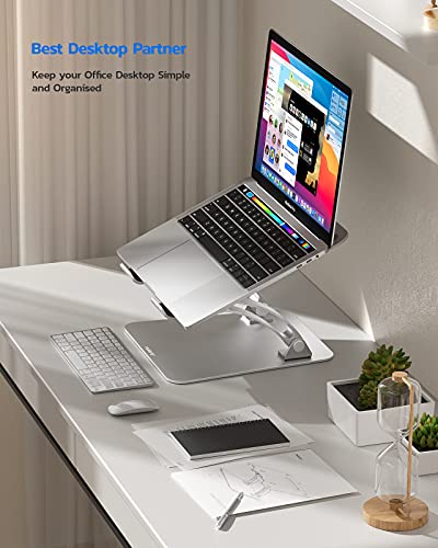 Nulaxy Soporte Portátil, Elevador Portátil de Aluminio Ajustable, Soporte Ergonómico para Computadora Portátil, Compatible con MacBook Air/Pro Computadoras Portátiles de 10-16 Pulgadas, Plata