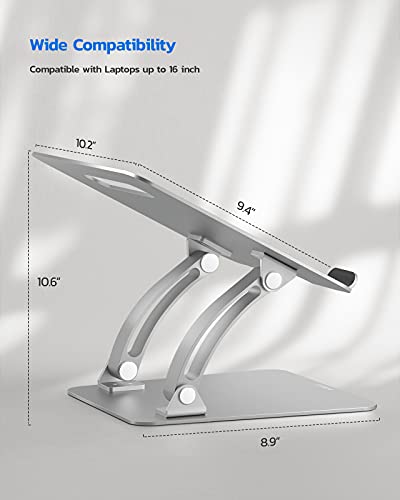 Nulaxy Soporte Portátil, Elevador Portátil de Aluminio Ajustable, Soporte Ergonómico para Computadora Portátil, Compatible con MacBook Air/Pro Computadoras Portátiles de 10-16 Pulgadas, Plata