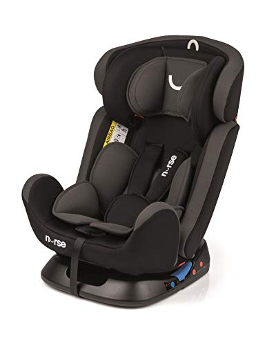 Nurse Driver 2 Silla de Coche Grupo 0 1 2 3, desde Recién Nacido hasta los 36 kg., Instalación con el Cinturón del Automóvil, Máxima Reclinación, Incluye Reductor, Color Negro