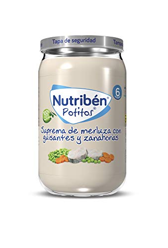 Nutribén Potitos Suprema De Merluza Con Guisantes Y Zanahorias Desde Los 6 Meses, Pack De 6 X 235gr